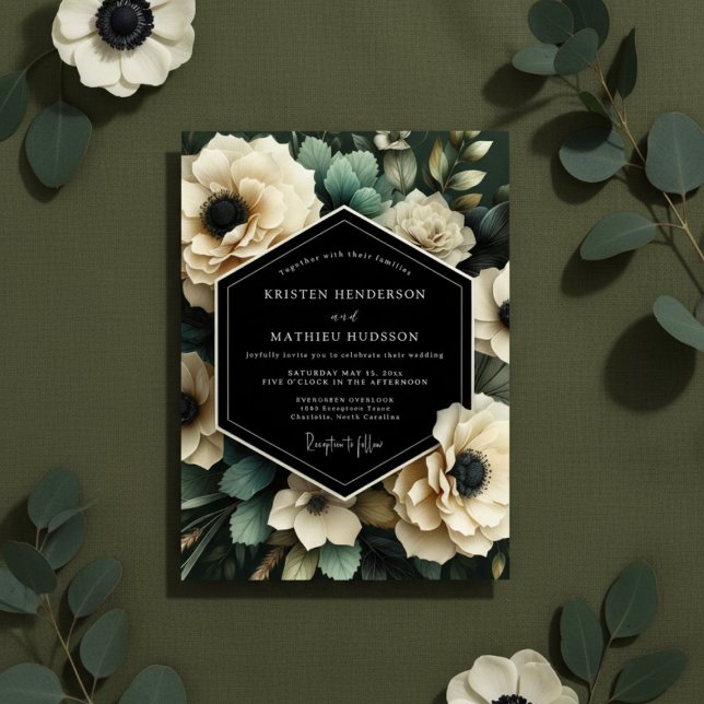 Cream Botanical Bloom Wedding Invitation (Creator Uploaded)