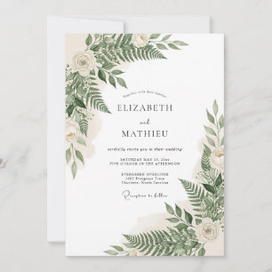 Cream Botanical Enchantment Wedding Invitation