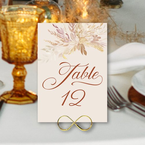 Cream Botanical Foliage Wedding Table Number