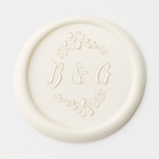 Cream Botanical Monogram Wedding Wax Seal Sticker