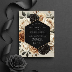 Cream Botanical Opulent Wedding Invitation
