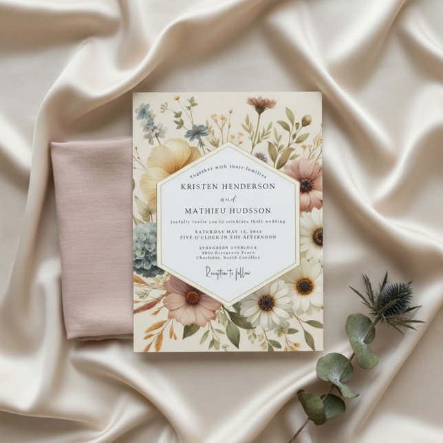 Cream Botanical Whimsy Wedding Invitation (Creator Uploaded)
