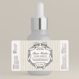 Cream Bow Frame Hair and Face Serum Bottle Label
