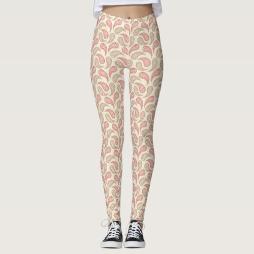 Cream_Brick Paisley Pattern Leggings