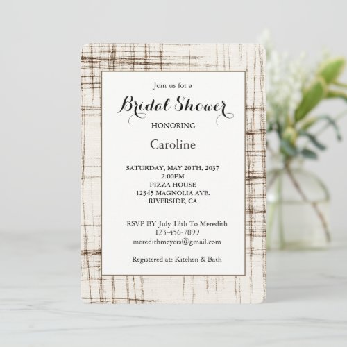 Cream Brown Abstract Stripes Bridal Shower Invitation