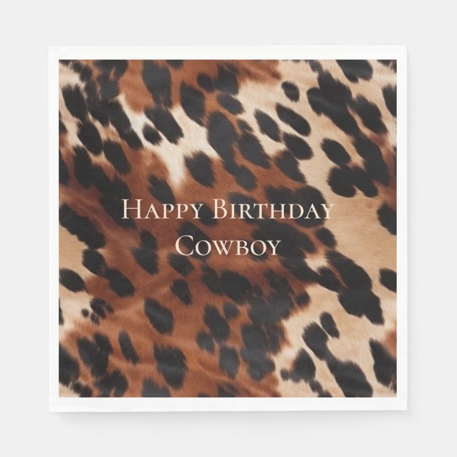 Cream Brown Black Cowhide Napkins (Front)