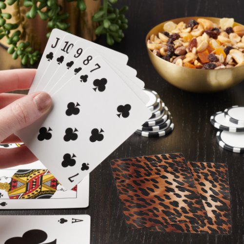 Cream Brown Black Cowhide Poker Cards