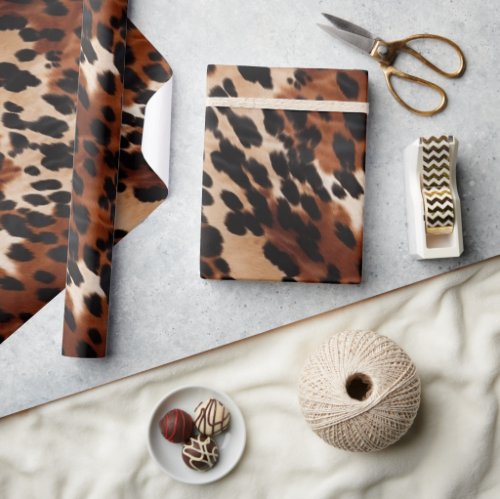 Cream Brown Black Cowhide Wrapping Paper