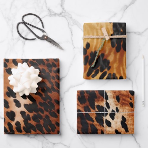 Cream Brown Black Cowhide Wrapping Paper Sheets