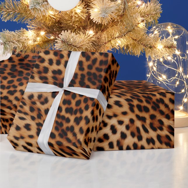 Cream Brown Black Leopard   Wrapping Paper (Holidays)