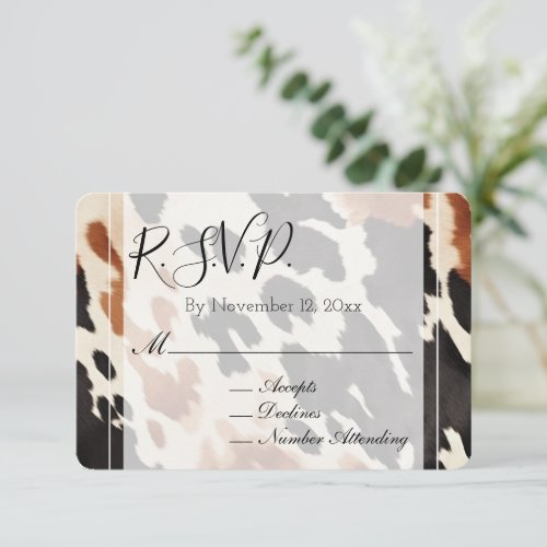 Cream Brown Black Western Wedding RSVP Enclosure Card