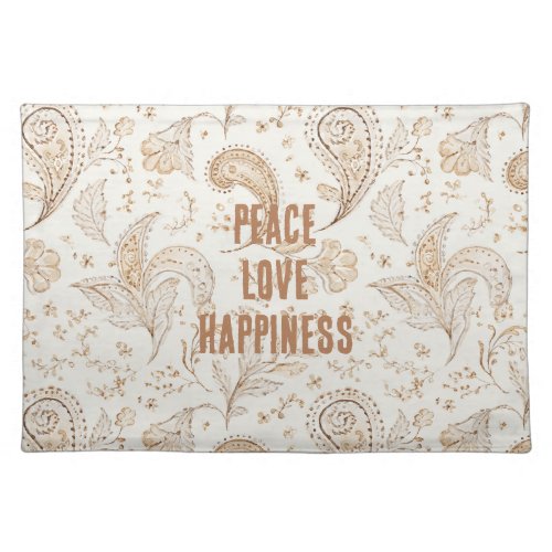 Cream Brown Boho Bohemian   Cloth Placemat