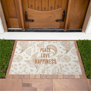 Cream Brown Boho Bohemian Doormat