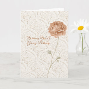 Cream Brown Boho Bohemian Groovy Birthday Card