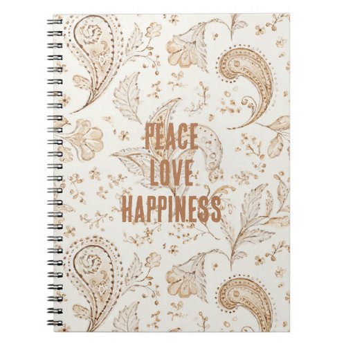 Cream Brown Boho Bohemian   Notebook