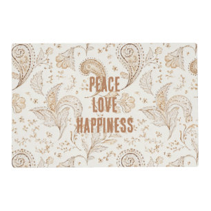 Cream Brown Boho Bohemian Placemat