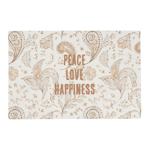 Cream Brown Boho Bohemian   Placemat