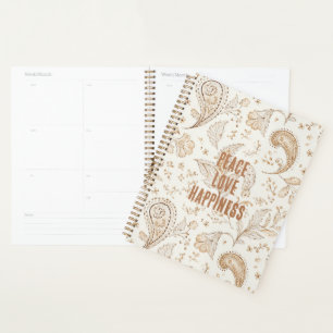 Cream Brown Boho Bohemian Planner