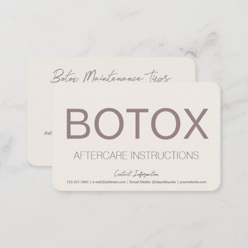 Cream  Brown Botox Instruction Aftercare Card