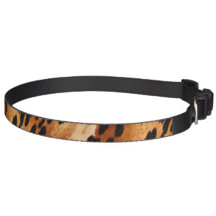 Cream Brown Cowhide Animal Pet Collar