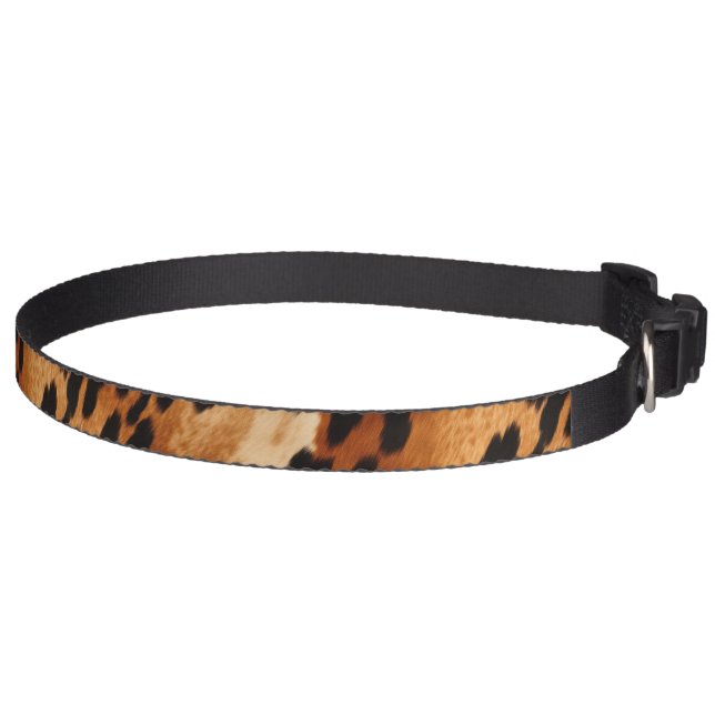 Cream Brown Cowhide Animal Pet Collar (Right)
