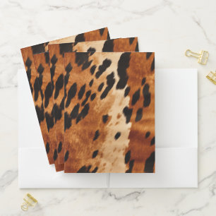Cream Brown Cowhide Animal Pocket Folder