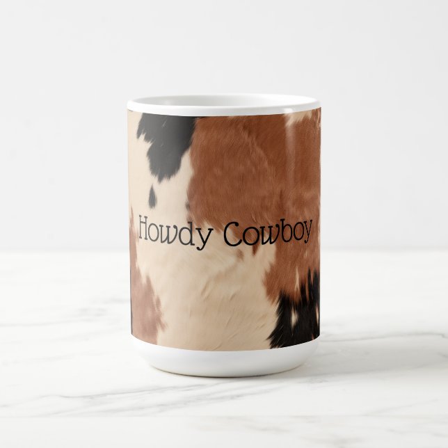 Cream Brown Cowhide Coffee Mug (Center)