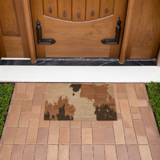 Cream Brown Cowhide Fiber Doormat (Insitu (Outdoor))