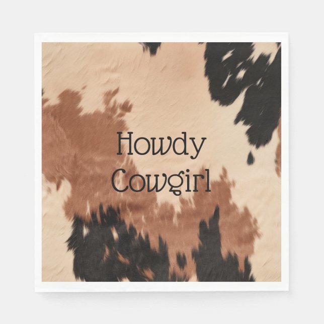 Cream Brown Cowhide Napkins (Front)