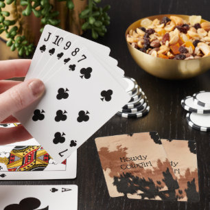 Cream Brown Cowhide Poker Cards