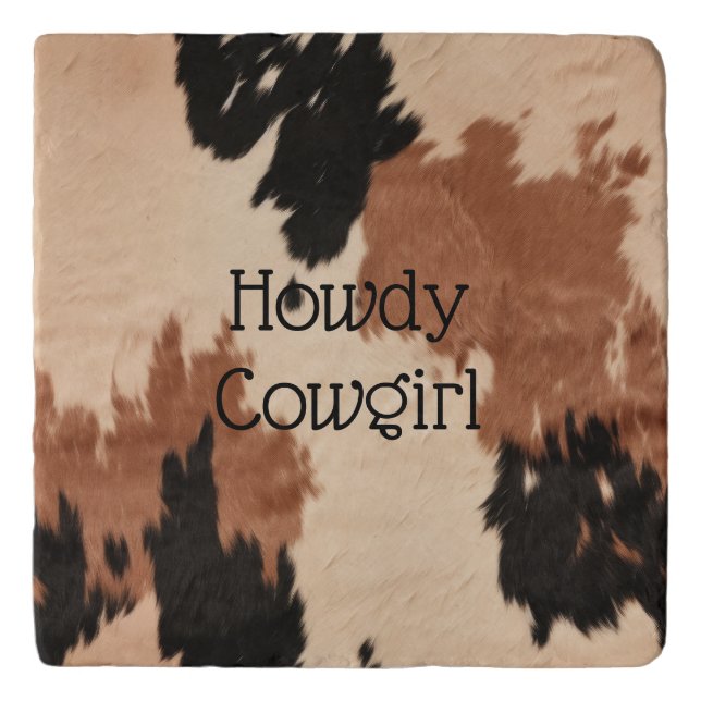 Cream Brown Cowhide Trivet (Front)