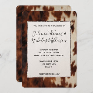 Cream Brown Cowhide Wedding Invitation