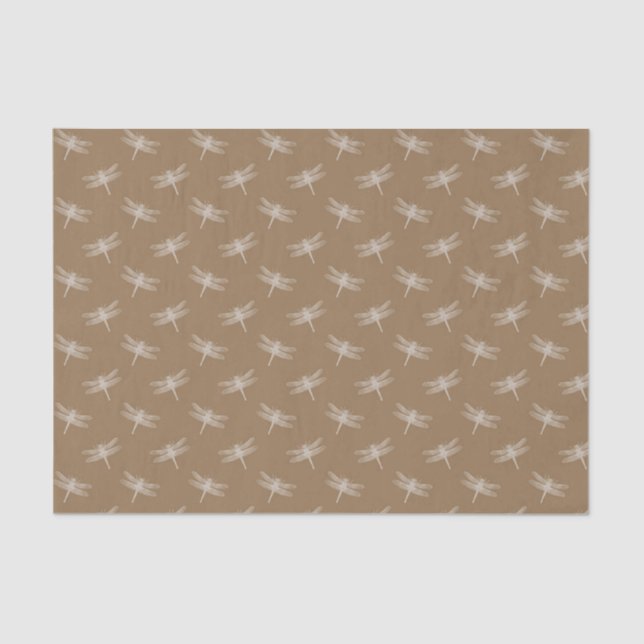 Cream Brown Dragonflies  Tissue Paper (Front)