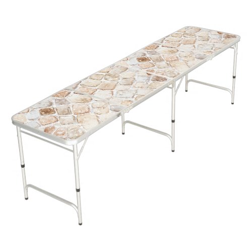 Cream Brown Faux Stones Beer Pong Table