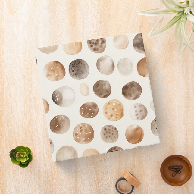 Cream Brown Gingerbread Dots 3 Ring Binder (In Situ)