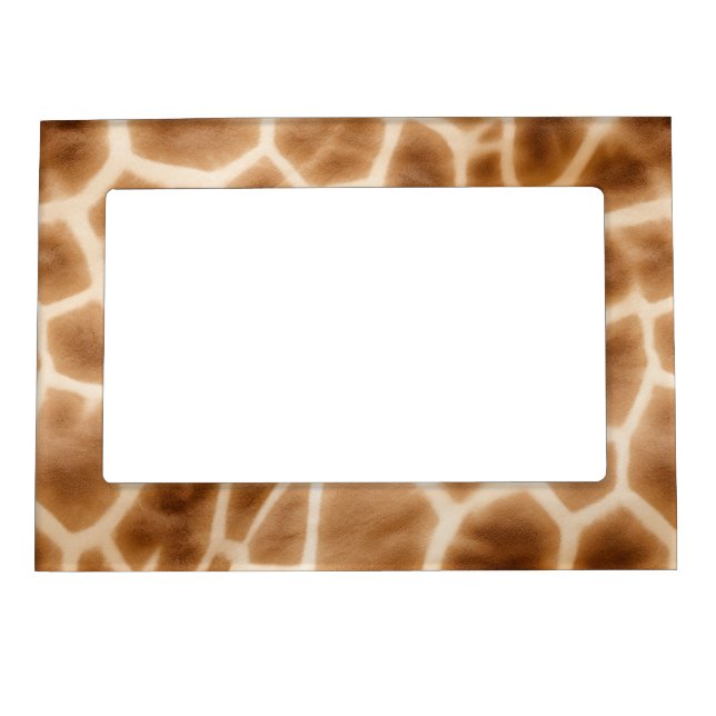 Cream Brown Giraffe Animal Print Magnetic Frame (Front)
