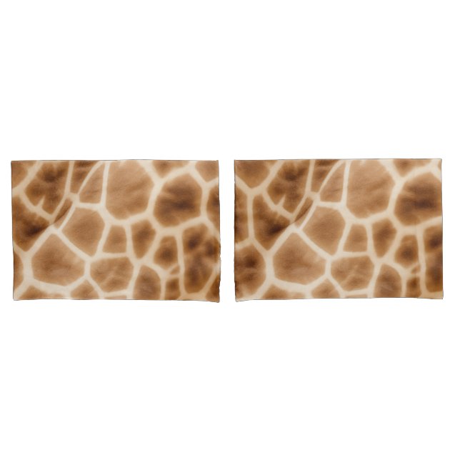 Cream Brown Giraffe Animal Print Pillow Case (Front-Set)