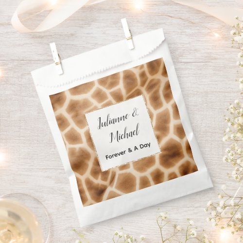 Cream Brown Giraffe Animal Safari Wedding Favor Bag