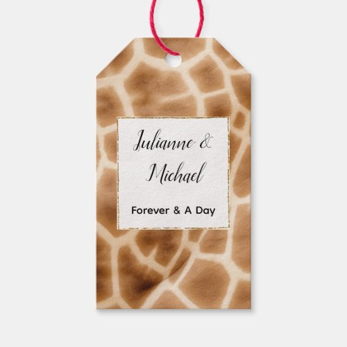 Cream Brown Giraffe Animal Safari Wedding Gift Tags