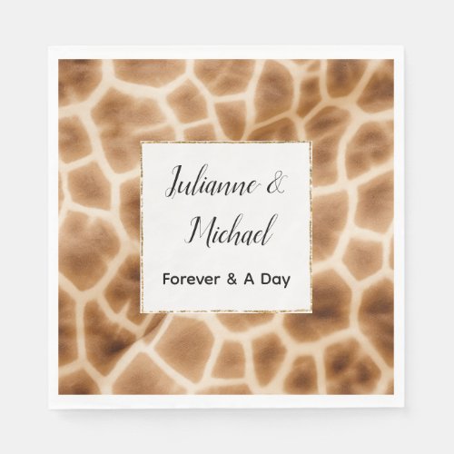 Cream Brown Giraffe Animal Safari Wedding Napkins