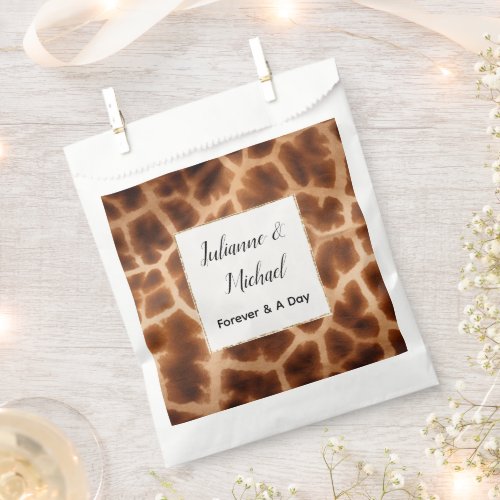 Cream Brown Giraffe Animal Wedding Favor Bag