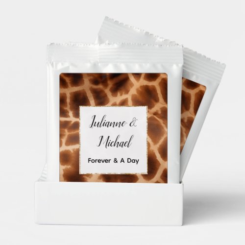 Cream Brown Giraffe Animal Wedding Hot Chocolate Drink Mix