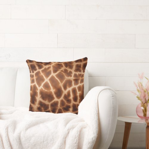 Cream Brown Giraffe Animal Wedding Throw Pillow