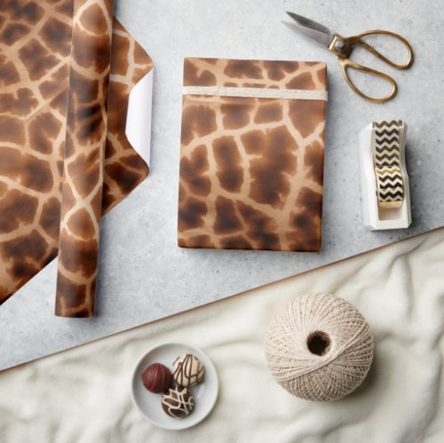 Cream Brown Giraffe Animal Wedding Wrapping Paper