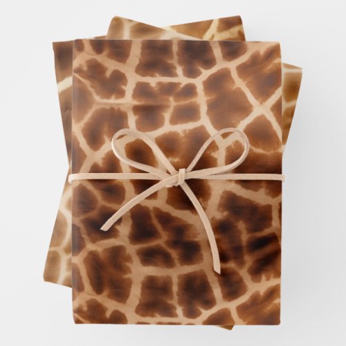 Cream Brown Giraffe Animal Wedding Wrapping Paper Sheets