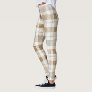 Cream Brown Grey Stripes Leggings