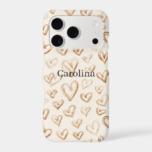 Cream Brown Hearts Valentine's Day iPhone 17 Pro Case