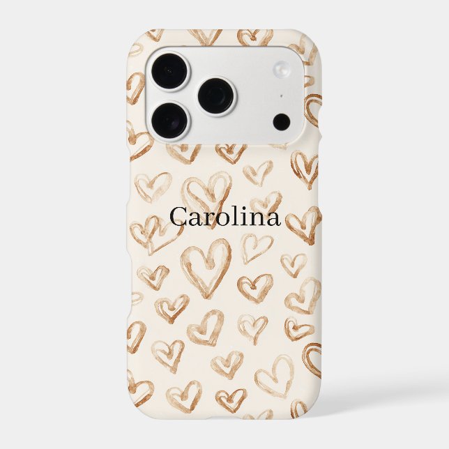 Cream Brown Hearts Valentine's Day Case-Mate iPhone Case (Back)