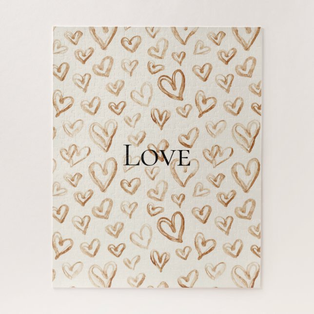 Cream Brown Hearts Valentine's Day   Jigsaw Puzzle (Vertical)