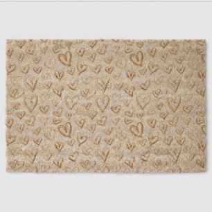 Cream Brown Hearts Valentine's Day Love Fiber Doormat